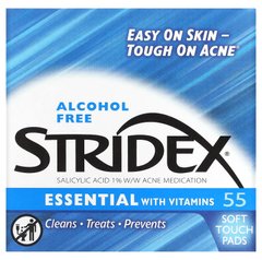 Stridex, Single-Step Acne Control, що не містять спирту, 55 м'яких серветок, SDX-06555