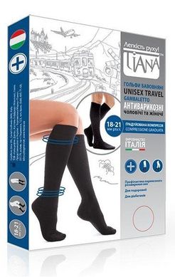 Гольфы Tiana хлопчатобумажные unisex Travel, (профилактичные), закрытый носок, 140 ден, Тип 955, черный, 2