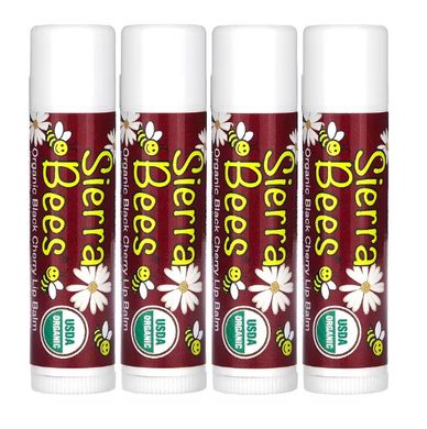 Sierra Bees, Органические бальзамы для губ, с запахом черешни, 4 в упаковке, MBE-01146