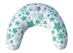 Подушка Лежебока для годування з малюнком «Зелені зірки на білому»