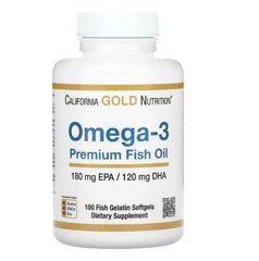 Жирные кислоты Омега-3, California Gold Nutrition, (100 капусл)