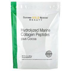 California Gold Nutrition, пептиди гідролізованого морського колагену з какао, 206 г, SLM-02019