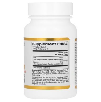 California Gold Nutrition, лютеин с зеаксантином, 20 мг, 60 растительных капсул, CGN-01408