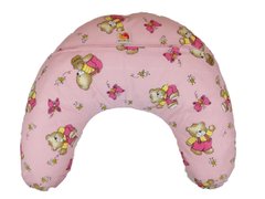 Подушка Лежебока для годування з малюнком «Ведмедики на рожевому»