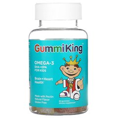 Омега-3 DHA + EPA для детей, смаки клубники, апельсина і лимона, 60 мармеладок, GummiKing, GUM-00083