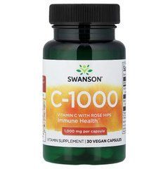 Swanson, C-1000 с шиповником, 30 веганских капсул, SWV-11251