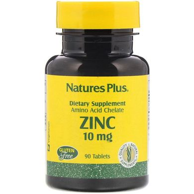 Цинк, 10 mg, Zinc, Nature's Plus, 90 капсул, NAP-03630