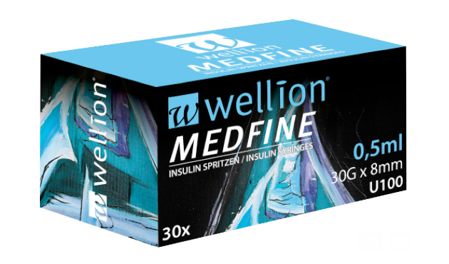 Інсуліновий шприц Wellion MEDFINE 0.5мл 30G x 8мм U100 №30