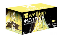 Инсулиновый шприц Wellion MEDFINE 1 мл 30G x 8мм U100, №30