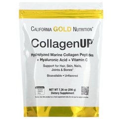 Морской коллаген с гиалуроновой кислотой и витамином С California Gold Nutrition Collagen UP, 206 гр., N-CGN-01033