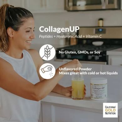 Морской коллаген с гиалуроновой кислотой и витамином С California Gold Nutrition Collagen UP, 206 гр., N-CGN-01033