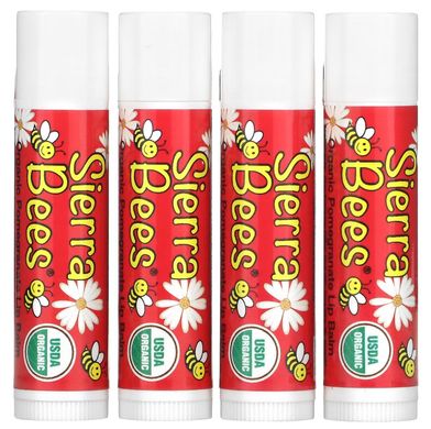 Sierra Bees, органические бальзамы для губ, гранат, 4 штуки, MBE-01141