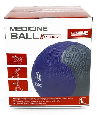 Медбол LiveUp Medicine Ball, диам. 21,6 см, серо-синий