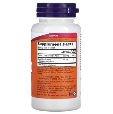 NOW Foods, C-500 з шипшиною, 100 таблеток, NOW-00670