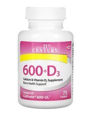 Кальцій 600 + D3, 21st Century, 75 таблеток, CEN-27529