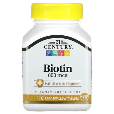 21st Century, Биотин, 800 мкг, 110 таблеток, CEN-22881