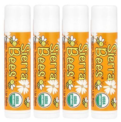 Sierra Bees, Органічні бальзами для губ, мандарин та ромашка, 4 шт. в упаковці, MBE-01145