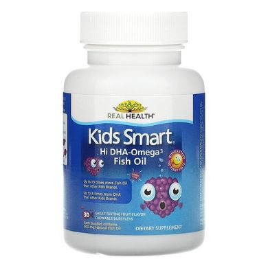 Kids Smart, риб'ячий жир з високим вмістом ДГК та омега-3, 30 жувальних капсул, Bioglan, BGL-80505