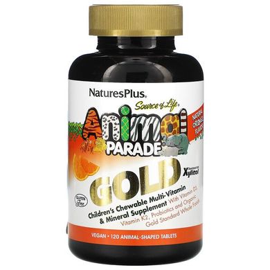Мультивитамины для детей Animal Parade Gold со вкусом апельсина, Nature's Plus, (120 шт.), NAP-29936
