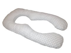 Подушка Лежебока для вагітних "Вісімка" з малюнком "Горошки на сірому"