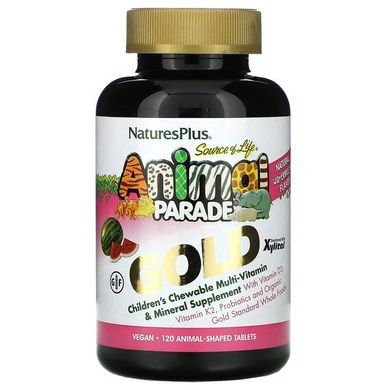 Мультивітаміни для дітей Animal Parade Gold зі смаком кавуна, Nature's Plus, (120 шт.), NAP-29938