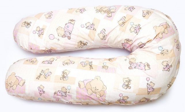 Подушка для вагітних та годування ОП-15 OLVI з малюнком "Ведмедик на рожевому"