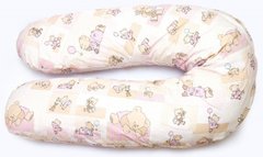 Наволочка на подушку для вагітних та годування ОП-15 OLVI з малюнком "Ведмедик на рожевому"