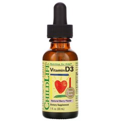 Витамин D3, со вкусом натуральных ягод, ChildLife, Essentials, 30 мл