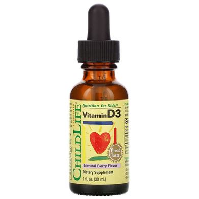 Вітамін D3 зі смаком натуральних ягід, ChildLife, Essentials, 30 мл, CDL-10900