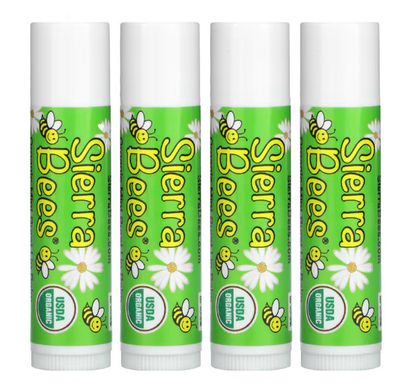 Sierra Bees, Органические бальзамы для губ, мятный взрыв, 4 штуки, MBE-01304