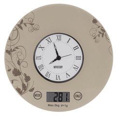 Ваги / годинник кухонні електронні MYSTERY MES-1818, білий
