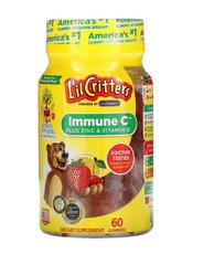 L'il Critters, Immune C, витамин С с цинком и витамином D, 60 жевательных таблеток, LIL-00603