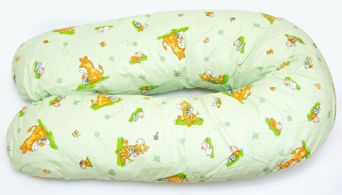 Наволочка на подушку для беременных и кормления ОП-15 OLVI с рисунком "Ослик на салатовом