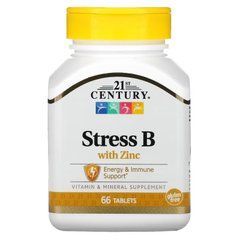 Stress B, Комплекс вітамінів B 21st Century, з цинком 66 таблеток, CEN-22331