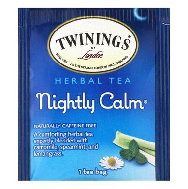 Twinings, Ароматизований трав'яний чай, Nightly Calm, без кофеїну, 20 чайних пакетиків, TWN-18346