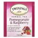 Twinings, травяной чай, гранат и малина, без кофеина, 20 чайных пакетиков, 40 г, TWN-23125
