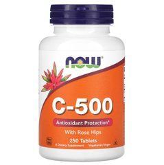 NOW Foods, C-500 з шипшиною, 250 таблеток, NOW-00672