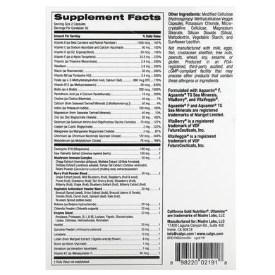 California Gold Nutrition, Ultamins, мультивитамины для мужчин старше 50 лет, с коэнзимом Q10, грибами, ферментами, овощами и ягодами, 60 растительных капсул, CGN-02191