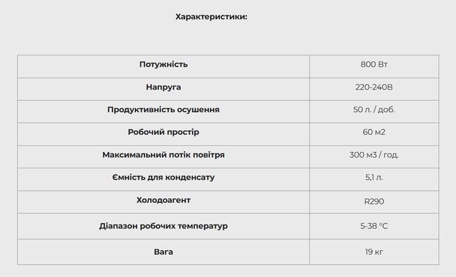 Осушувач повітря WetAir WAD-A50L