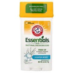 Arm & Hammer, Essentials, дезодорант с натуральными дезодорирующими компонентами, с ароматом можжевельника, 71 г, ARH-00546