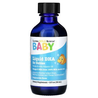 California Gold Nutrition, ДГК для детей, омега-3 с витамином D3, 1050 мг, 59 мл, CGN-00871