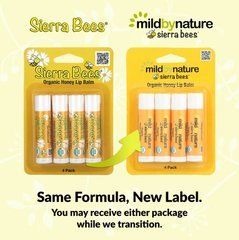 Mild By Nature, Sierra Bees&trade;, органические бальзамы для губ, мёд, упаковка из 4 шт. по 4,25 г, MBN-02570
