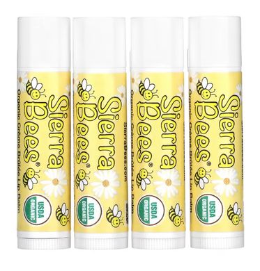 Sierra Bees, Органические бальзамы для губ, крем-брюле, 4 штуки, MBE-01302