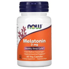 NOW Foods, мелатонин, 3 мг, 60 капсул, NOW-03255