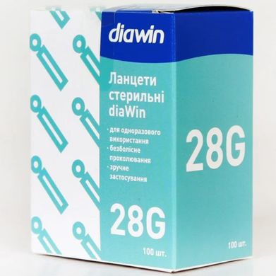 Ланцети стерильні diawin, 100 шт., dw-1