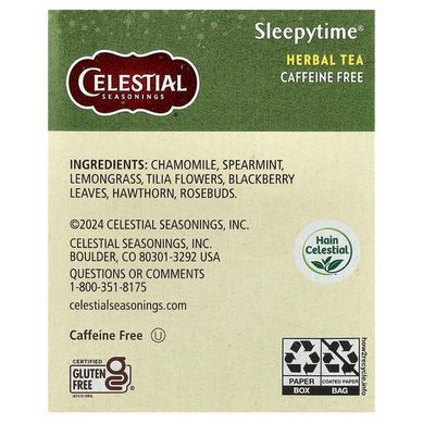 Celestial Seasonings, травяной чай, Sleepytime, без кофеина, 20 чайных пакетиков, CES-00003