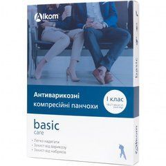 Чулки антиварикозные basic care, закрытый носок, 1 класс компрессии Алком 00211, бежевый, 1