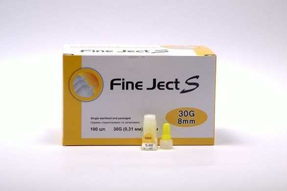 Голки Fine Ject для інсулінових шприц-ручок 8 мм., 100 шт.