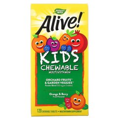 Alive! комплекс мультивитаминов для детей, со вкусом апельсина и ягод, Nature's Way, 120 шт., NWY-15786