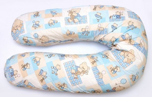 Подушка для вагітних та годування ОП-15 OLVI з малюнком "Ведмедик на блакитному"